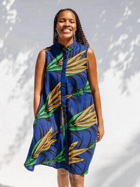 Zuri Everyday Sleeveless A-Line Dress Multicolor African Print Size 2X